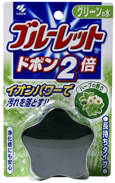 Таблетка для бачка унитаза Kobayashi Bluelet Dobon W с эффектом окрашивания воды, травы, 120 г