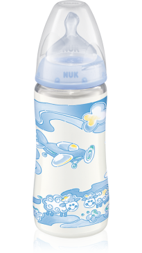 Бутылочка Nuk Baby Blue (First Choice)  пластиковая 300 мл + соска с вентиляцией из силикона р. 1 М с рождения