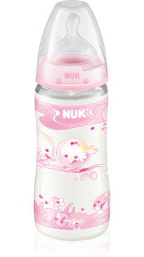 Бутылочка Nuk Baby Rose (First Choice) пластиковая 300 мл + соска с вентиляцией из силикона р. 1 М с рождения