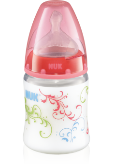 Бутылочка Nuk First Choice пластиковая, 150 мл разноцветная + соска с вентиляцией из силикона, р1. для молока с рождения