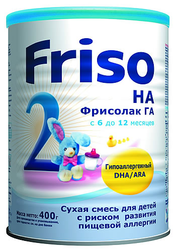 Молочная смесь Friso Фрисолак ГА 2 гипоаллергенная с пребиотиками и нуклеотидами 6-12 мес. 400 г