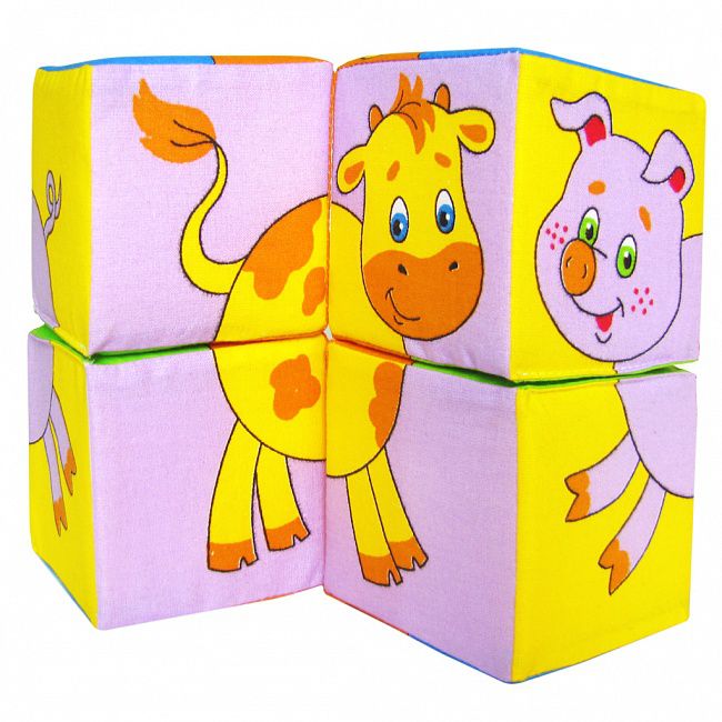 Кубики Мякиши " Животные - 2" 4 кубика 8х8 см 236