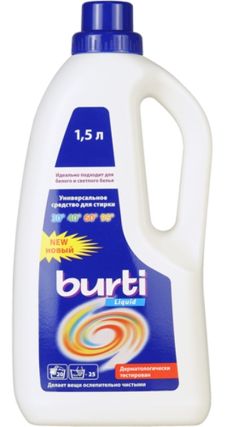 Жидкое средство для стирки белого и светлого белья Burti OXI универсальное 1.5 л