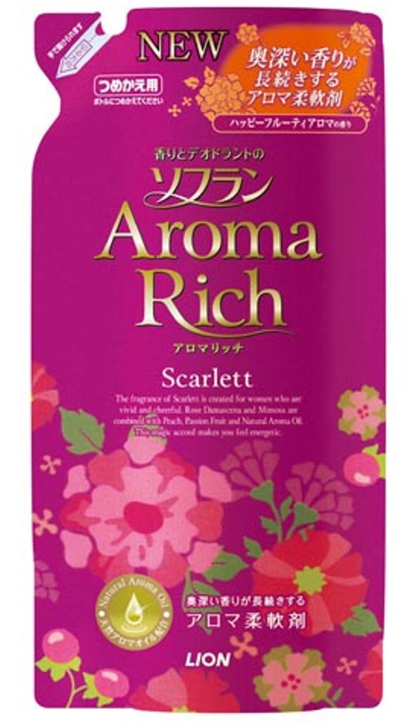 Кондиционер для белья Lion Aroma RICH Scarlett с натуральными маслами роза мимоза запасной блок 430 мл
