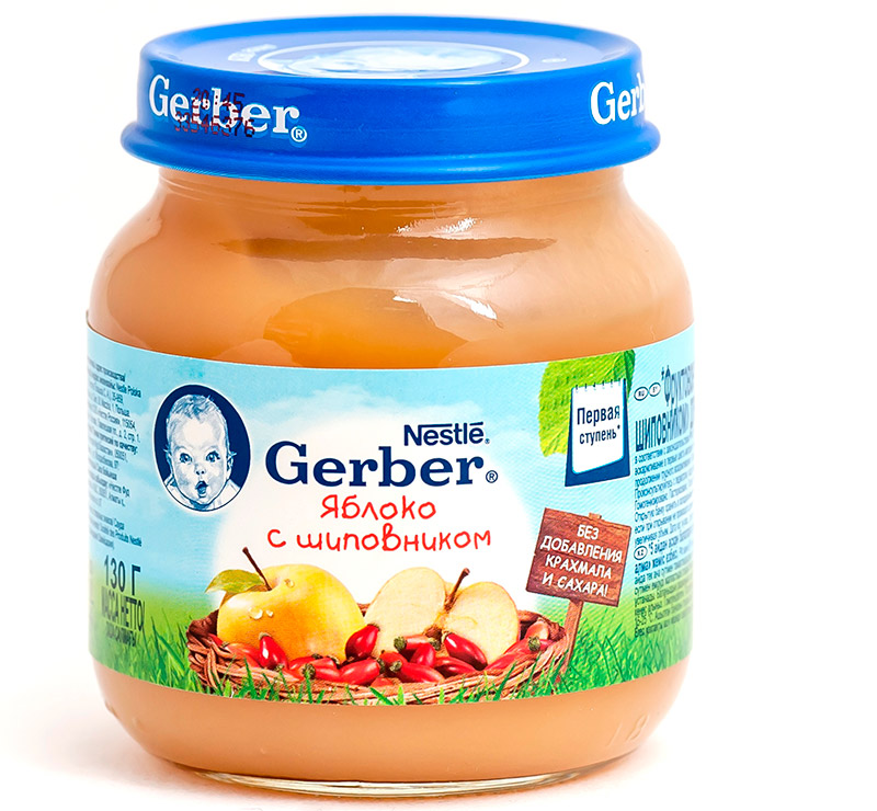 Детское пюре Gerber яблоко с шиповником 1 ступень 130 г