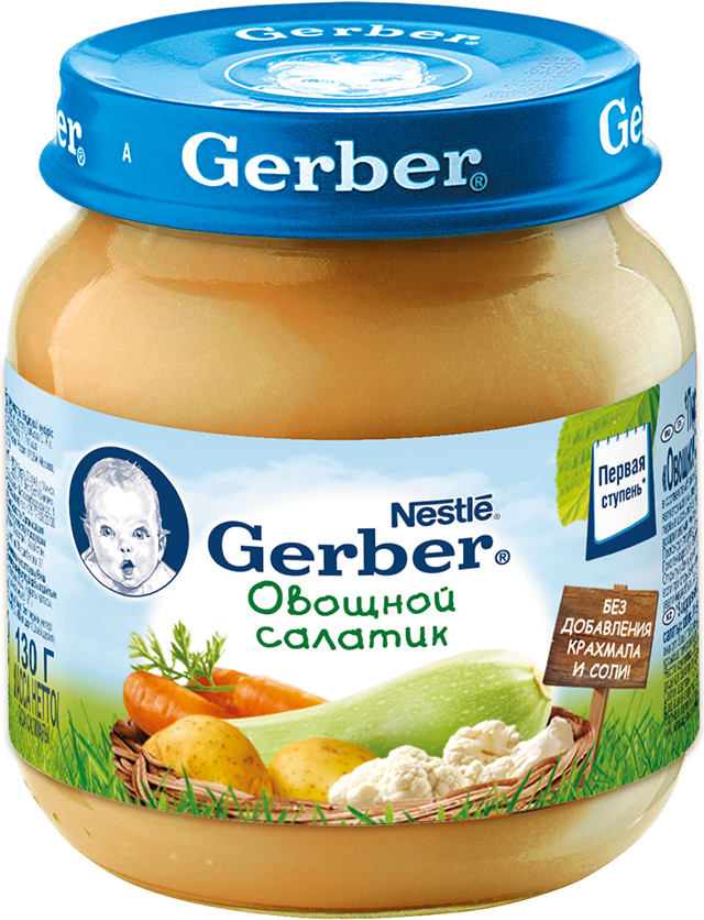 Детское пюре Gerber овощной салатик овощное 1 ступень 130 г