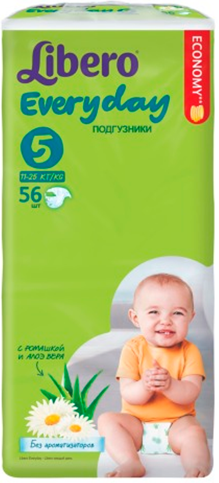 Подгузники Libero Every Day размер ХL (11-25 кг) с ромашкой 56 шт