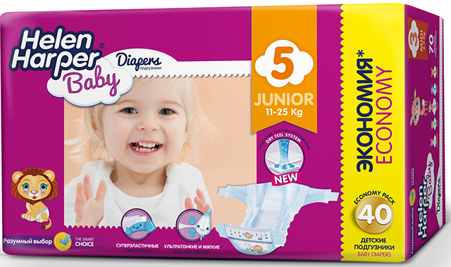 Подгузники Helen Harper Baby размер 5 Junior (11-25 кг) 40 шт