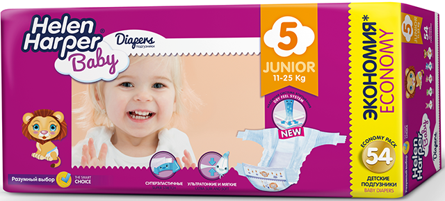 Подгузники Helen Harper Baby размер 5 Junior (11-18 кг) 54 шт