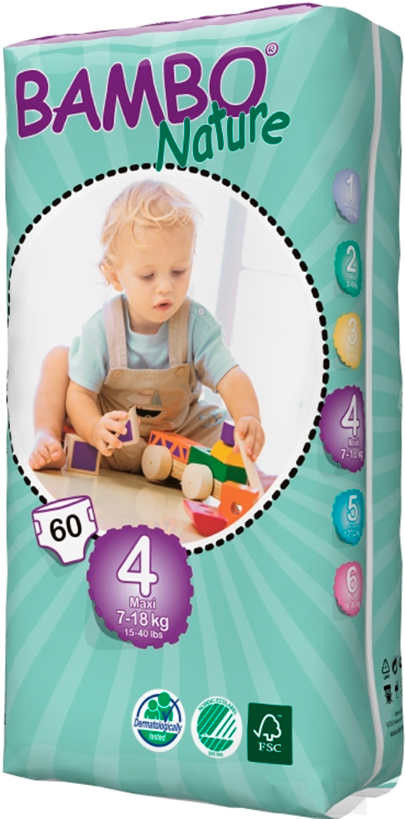 Подгузники Bambo Nature Maxi Tall размер 4 (7-18 кг) 60 шт