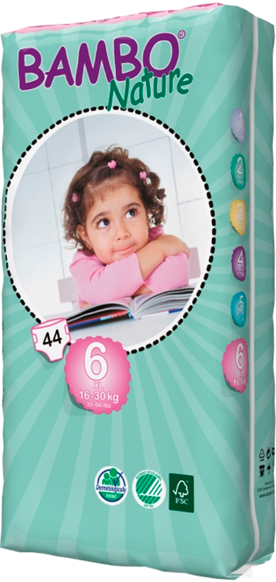 Подгузники Bambo Nature XL Tall размер 6 (16-30 кг) 44 шт