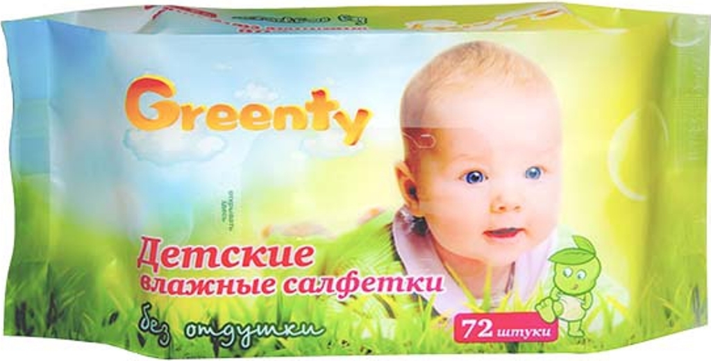 Салфетки Greenty Влажные детские 72 шт