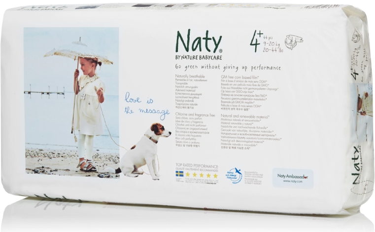 Подгузники Naty размер 4+ (9-20 кг) 44 шт
