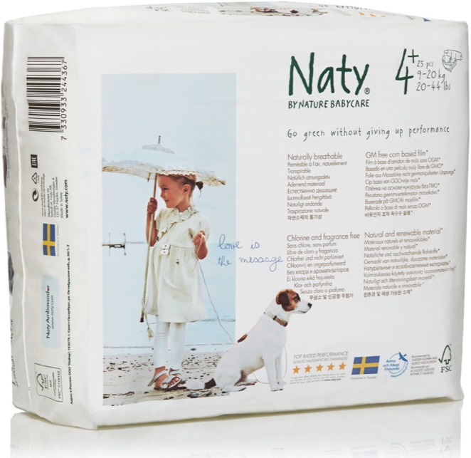 Подгузники Naty размер 4+ (9-20 кг) 25 шт