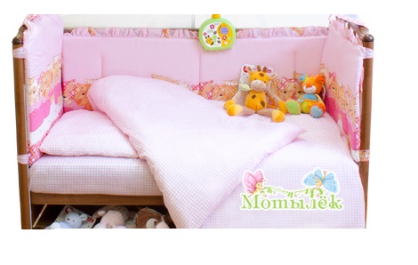 Бампер в кроватку ToyMart высокий розовый К-Б3