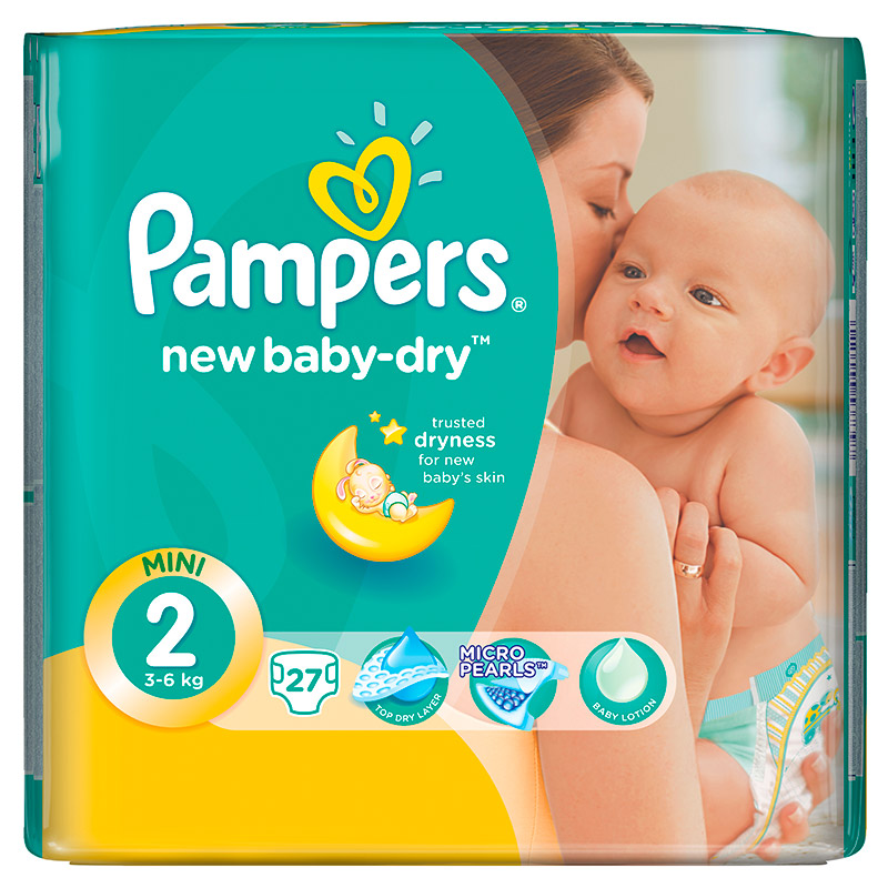 Подгузники Pampers New Baby-Dry 3-6 кг 2 размер 27 шт