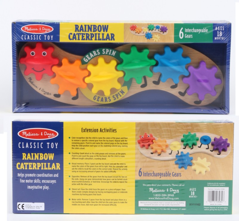 Игрушка развивающая Melissa&Doug "Первые навыки" Развивающая гусеница с шестеренками 3084M