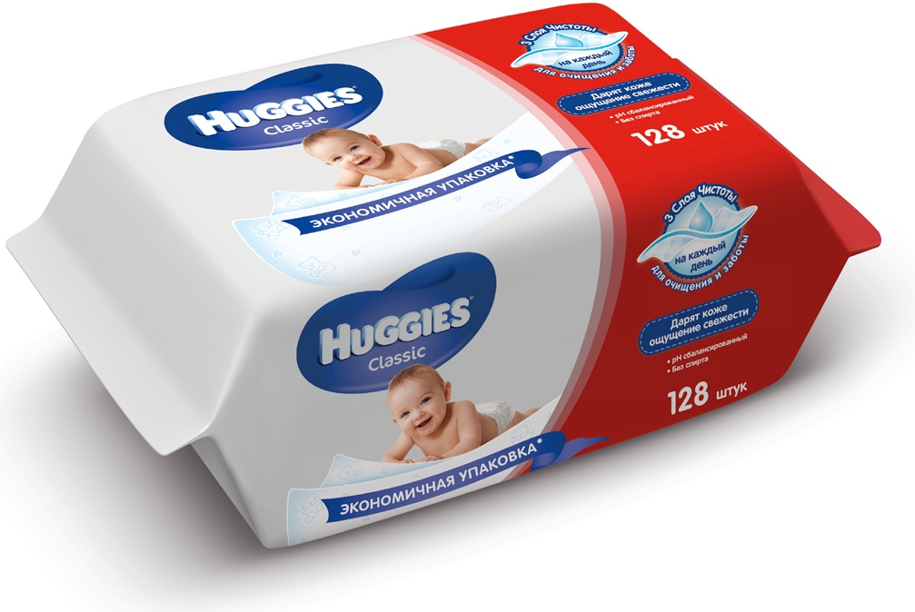 Салфетки детские влажные Huggies Classic Duo 64*2 шт