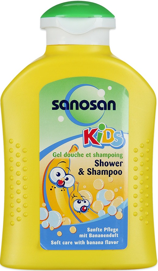 Гель для душа и шампунь Sanosan с ароматом банана 200 мл
