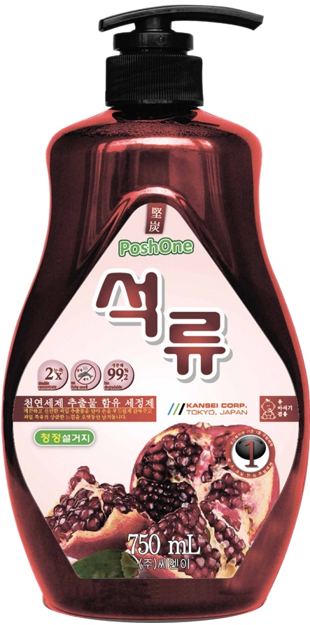 Средство для мытья посуды, овощей и фруктов Posh one  с экстрактом граната флакон-дозатор 750 мл 