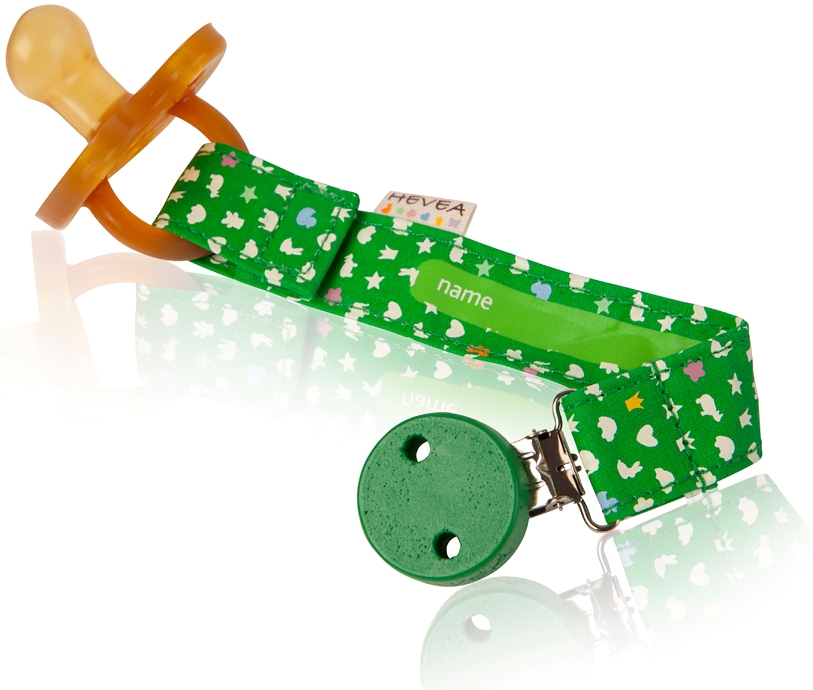 Держатель для пустышки и прорезывателя Hevea  из 100% органического хлопка (зеленый)