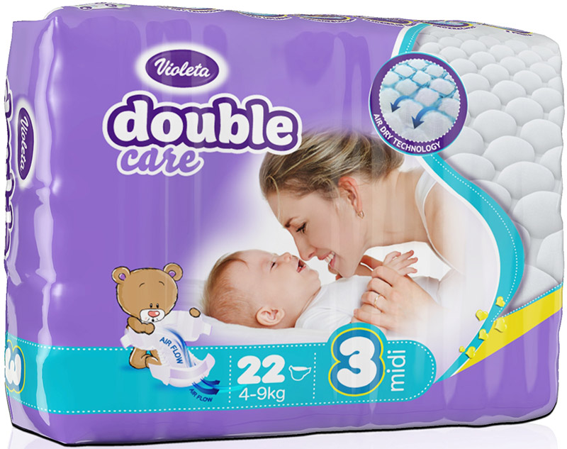 Подгузники Violeta размер M (4-9 кг) 22 шт