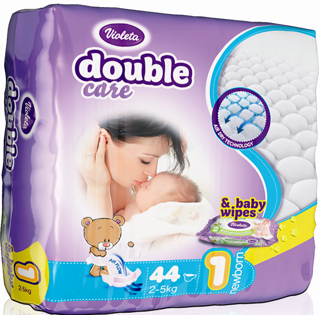 Подгузники Violeta размер NB (2-5 кг) 44 шт