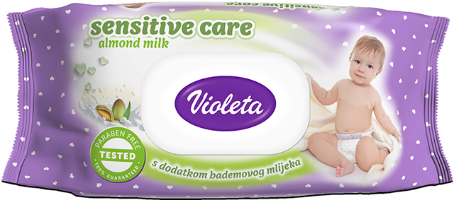 Салфетки Violeta влажные с экстрактом миндального молочка 56 шт