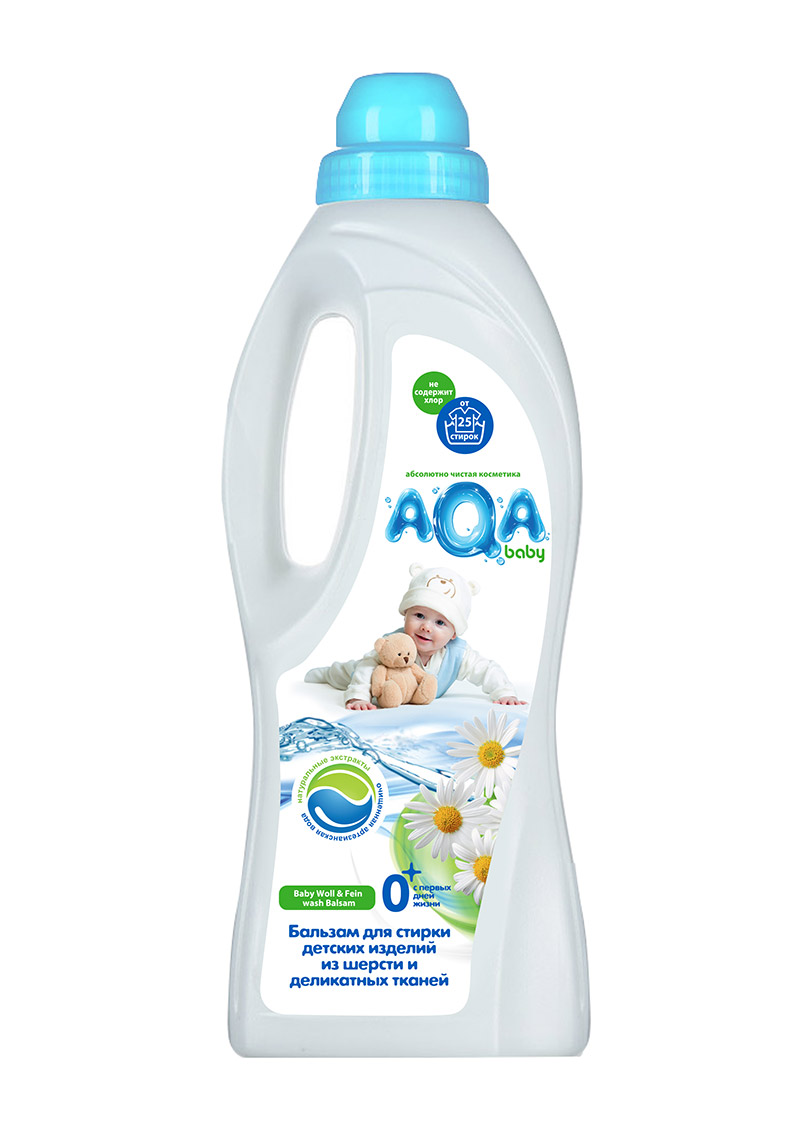 Бальзам для стирки Aqa Baby детских изделий из деликатных тканей и шерсти 1000 мл