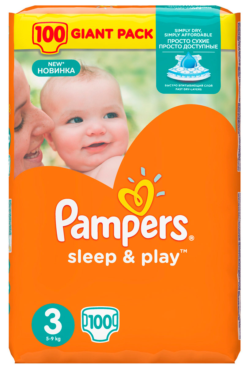 Подгузники Pampers Sleep & Play 5-9 кг 3 размер 100 шт