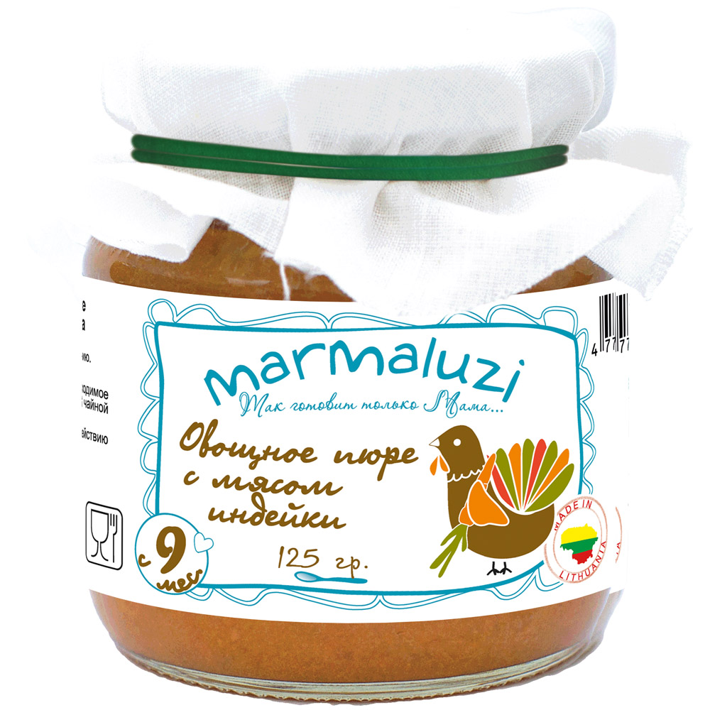 Детское пюре Marmaluzi Овощное с мясом индейки с 9 мес. 125 г