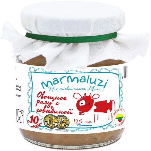 Детское пюре Marmaluzi Овощное рагу с говядиной с 10 мес. 125 г