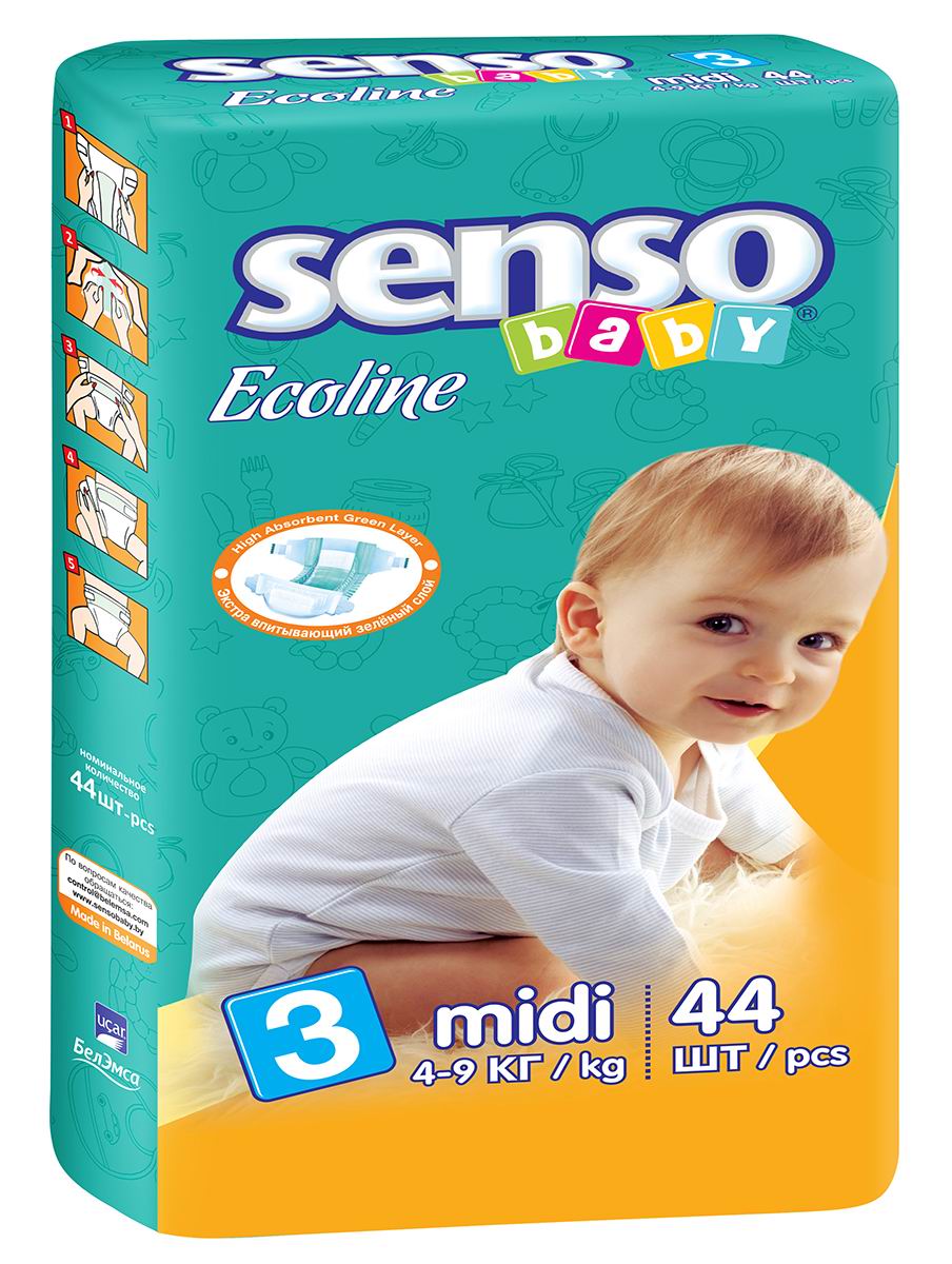 Подгузники Senso Baby Ecoline размер M (4-9 кг) 44 шт