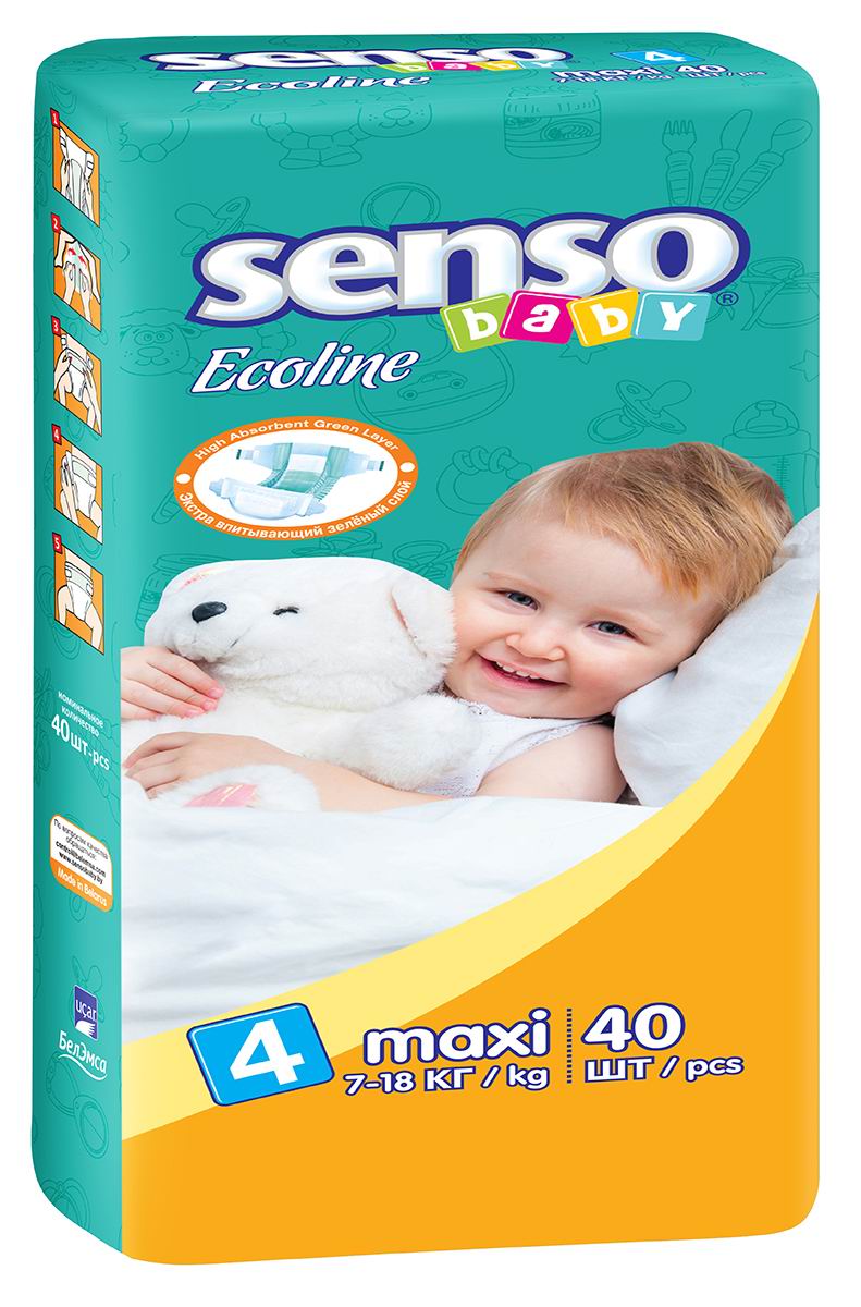 Подгузники Senso Baby Ecoline размер L (7-18 кг) 40 шт