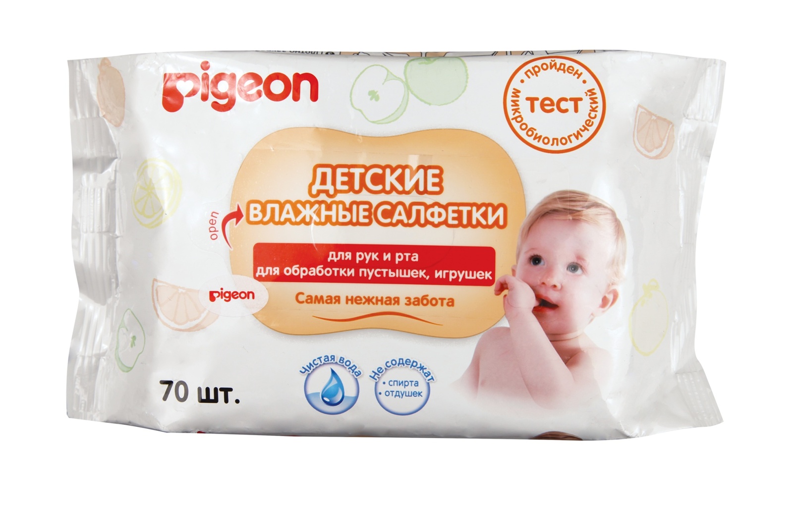 Влажные салфетки Pigeon для рук и рта, для обработки пустышек и игрушек, 70 шт