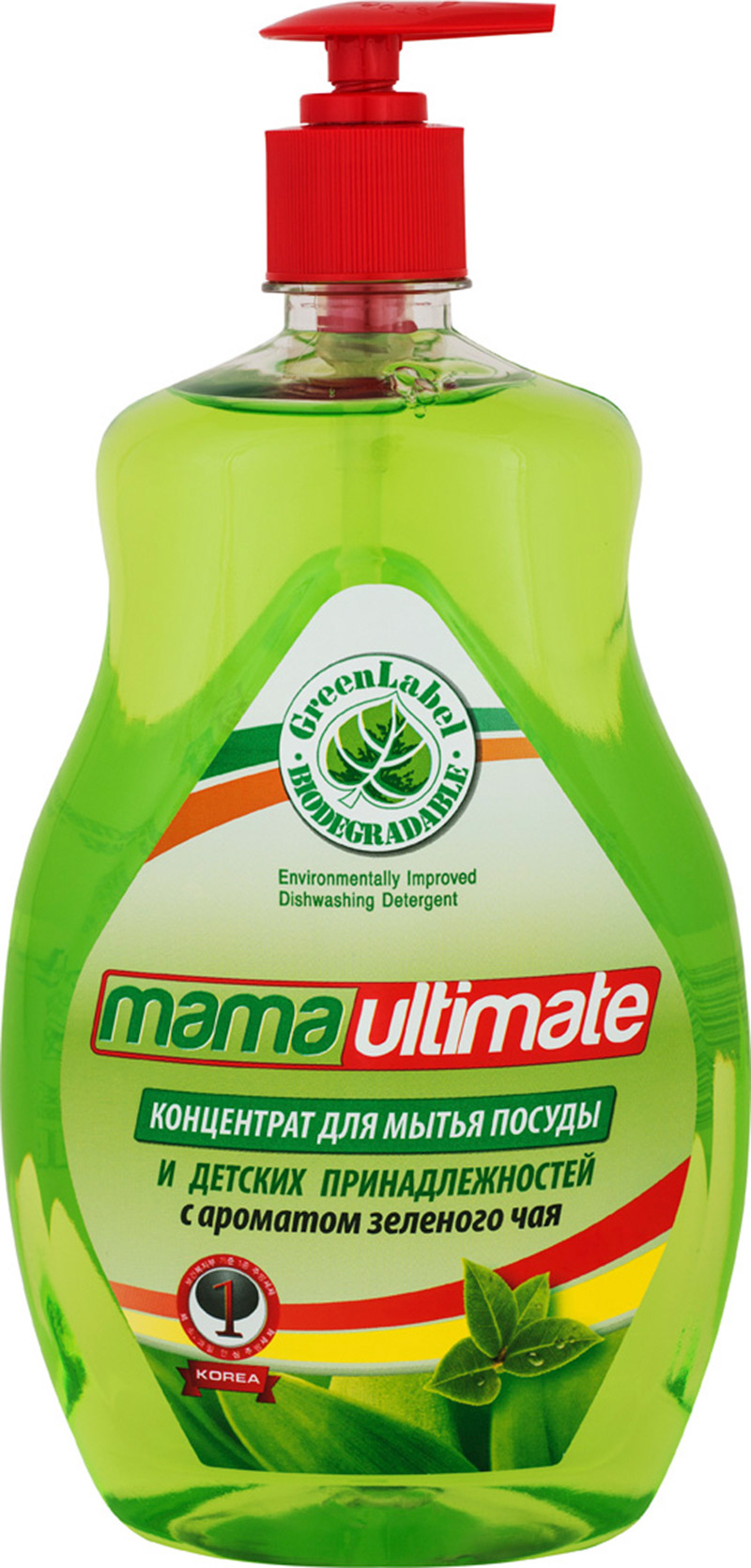 Концентрированное средство для мытья посуды и детских принадлежностей Mama Ultimate "Зеленый чай", 1000 мл