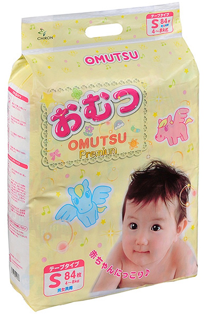 Подгузники детские Omutsu размер S (4-8 кг) 84 шт