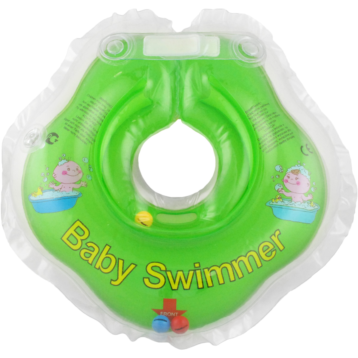 Надувной круг на шею для купания новорожденных BabySwimmer САЛАТОВЫЙ