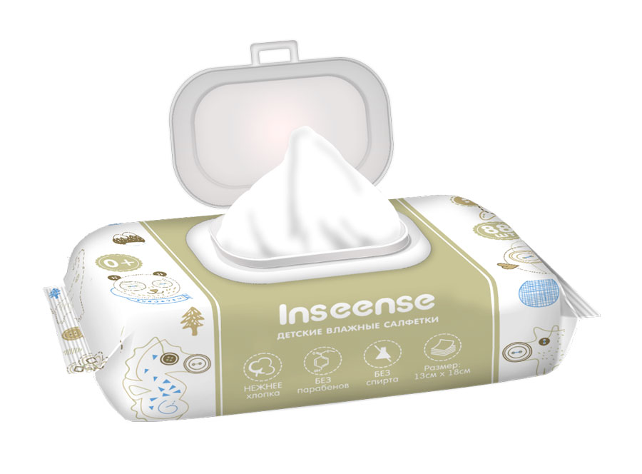 Влажные салфетки Inseense с лосьоном для детей, 88 шт