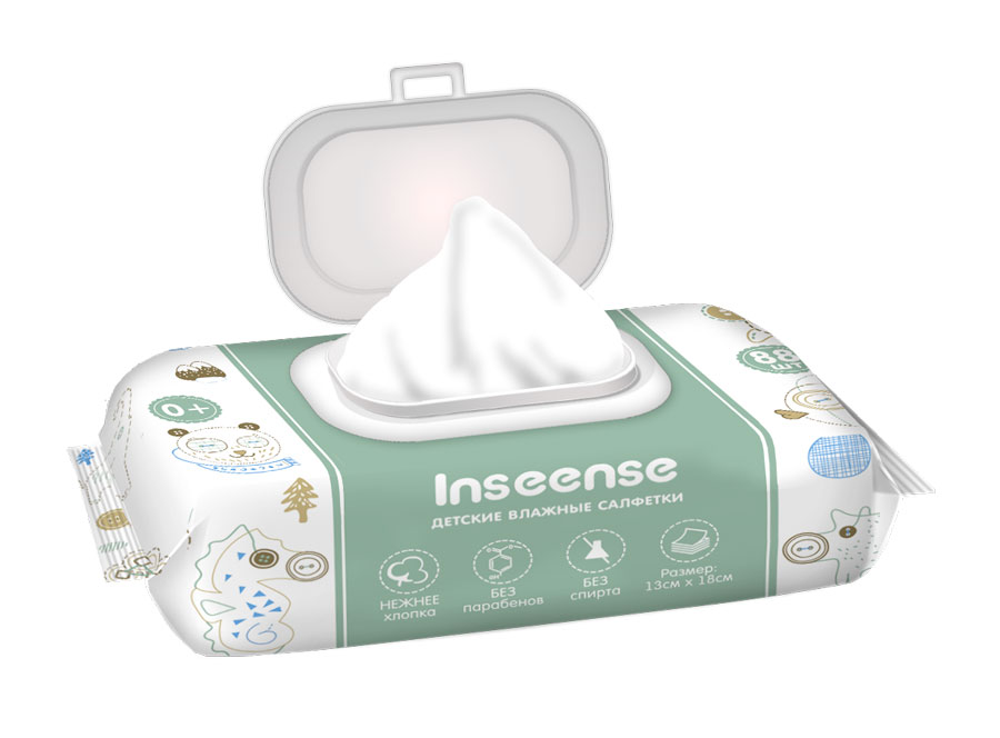 Влажные салфетки Inseense с Алое Вера для детей, 88 шт