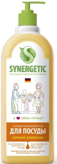 Средство для мытья посуды Synergetic СОЧНЫЙ АПЕЛЬСИН, дозатор, 1 л