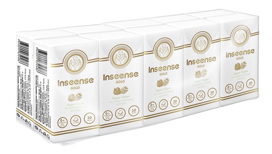 Платочки бумажные Inseense Аромат лесных ягод, 3 слоя,10 шт