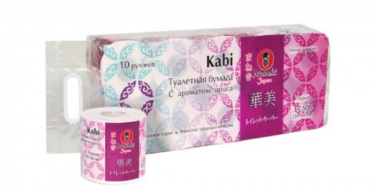 Туалетная бумага Maneki Kabi, 3 слоя, 280 л, 39,2 м, белая с ароматом Ириса, 10 рул/упаковка