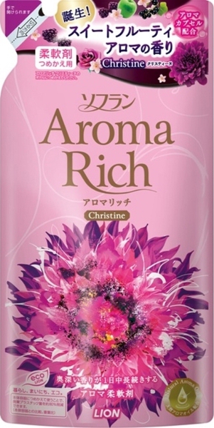 Кондиционер для белья LION Aroma Rich Christine с пряным фруктовым ароматом, запасной блок, 450 мл