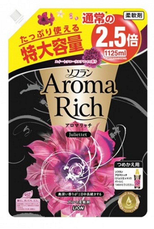 Кондиционер для белья LION Aroma Rich Juliette с ароматом ванили и жасмина, запасной блок, 1210 мл