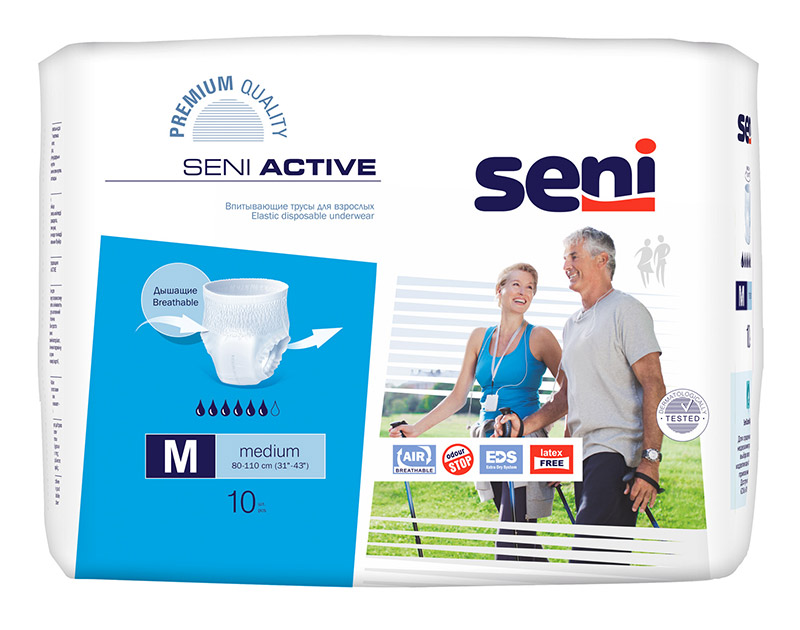 Трусики Seni Active Medium 2, талия 80-110 см (10 шт) SE-096-ME10-RU1