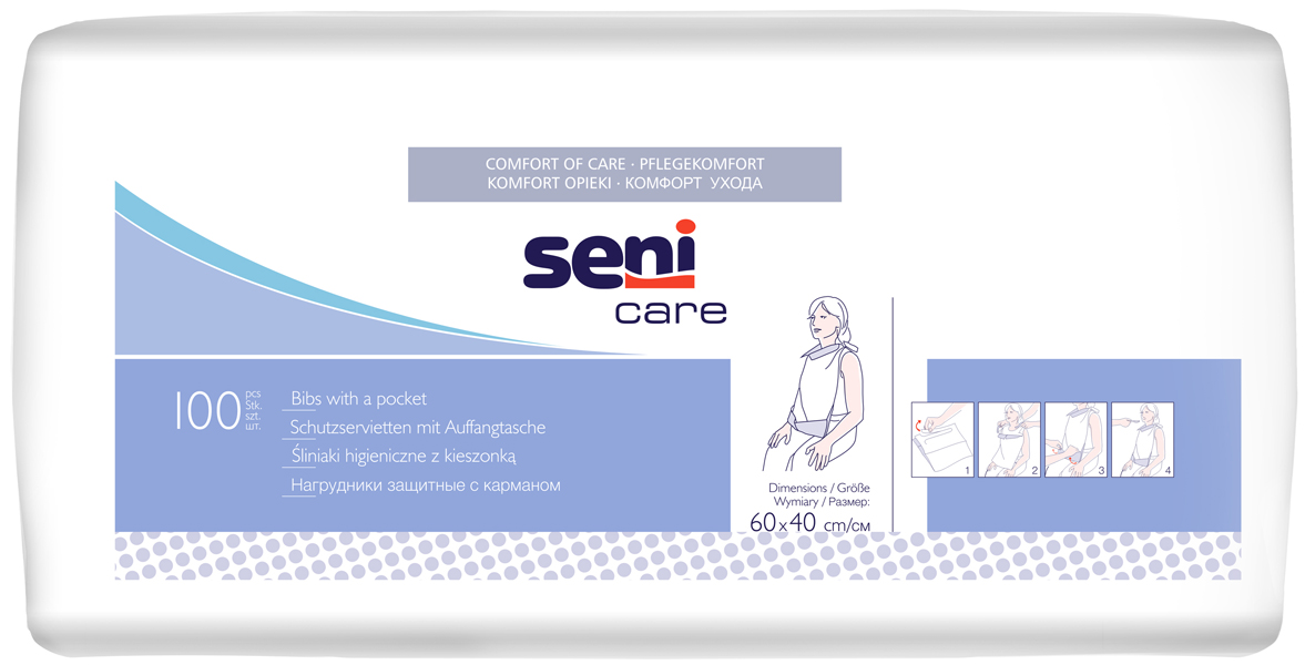 Нагрудник защитный с карманом Seni Care 100 шт