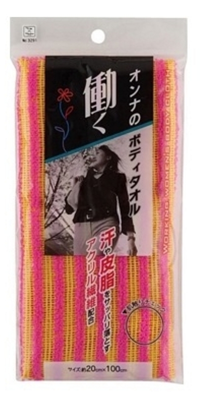 Мочалка Kokubo массажная женская для тела с акриловыми волокнами, 20*100 см