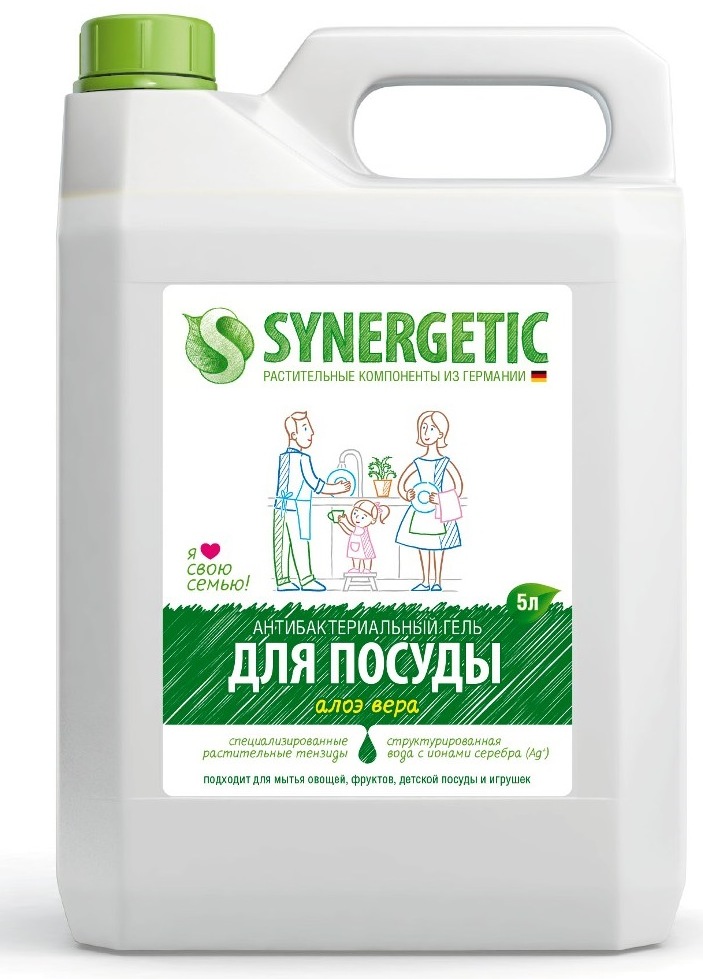 Средство для мытья посуды и фруктов Synergetic АЛОЕ, канистра, 5 л