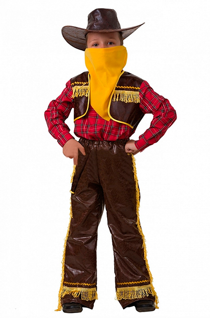 Детский карнавальный костюм Батик Ковбой (желтый), размер 34 (128 см), арт. 7013-1